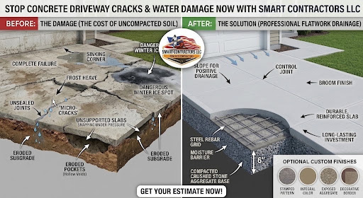 Why Your Concrete Driveway Keeps Cracking and How to Stop Water Damage Fast